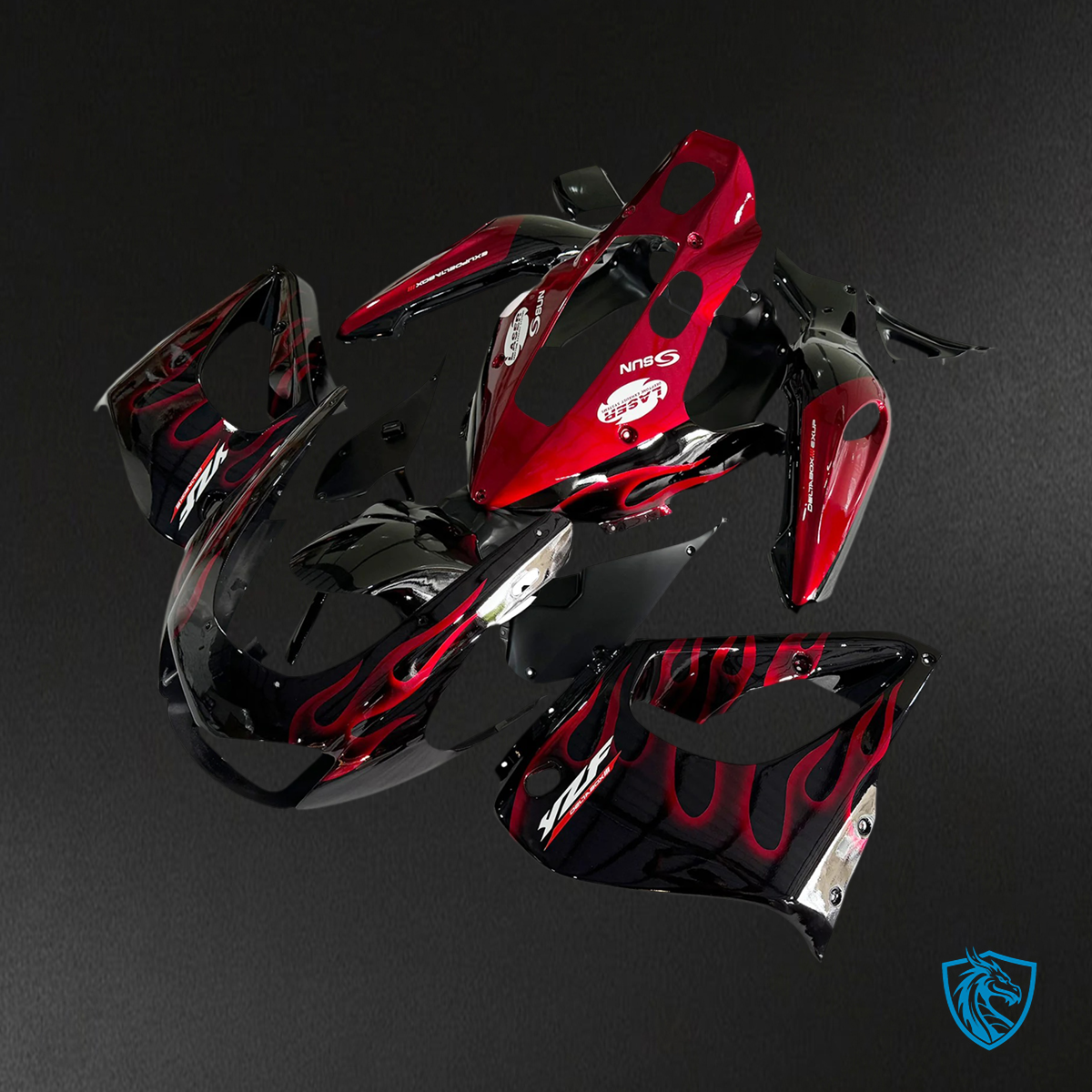 Yamaha YZF1000R (1997-2007) Thunderace Red & Black Style 4 - Replacement Motorcycle Fairings Kit