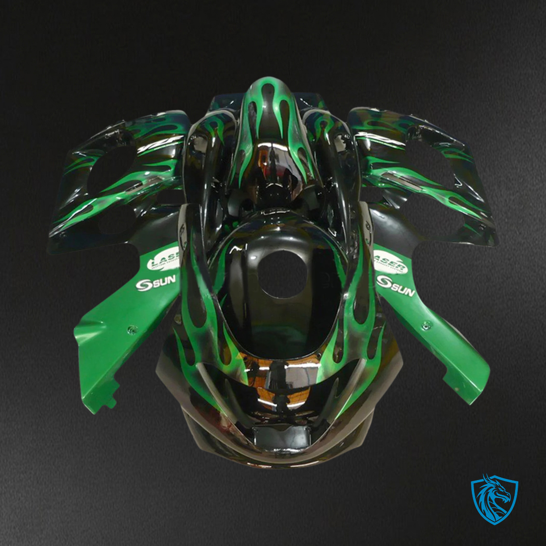 Yamaha YZF 600R (1996-2007) Thundercat Black & Dark Green - Fairing Kit | ABS Bodywork