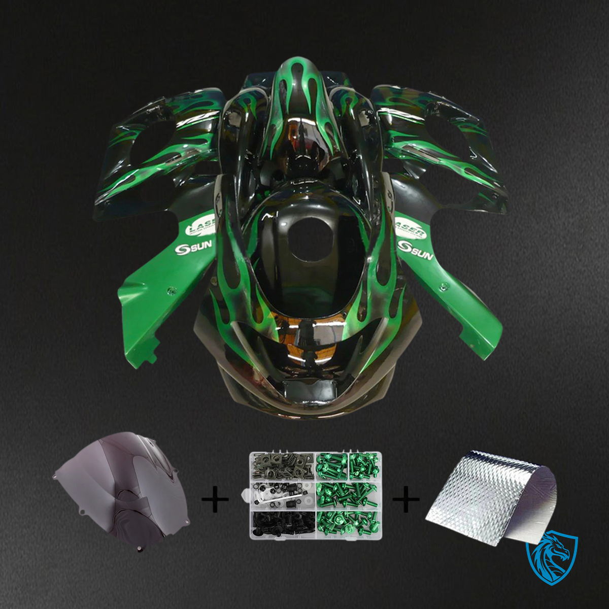 Yamaha YZF 600R (1996-2007) Thundercat Black & Dark Green - Fairing Kit | ABS Bodywork
