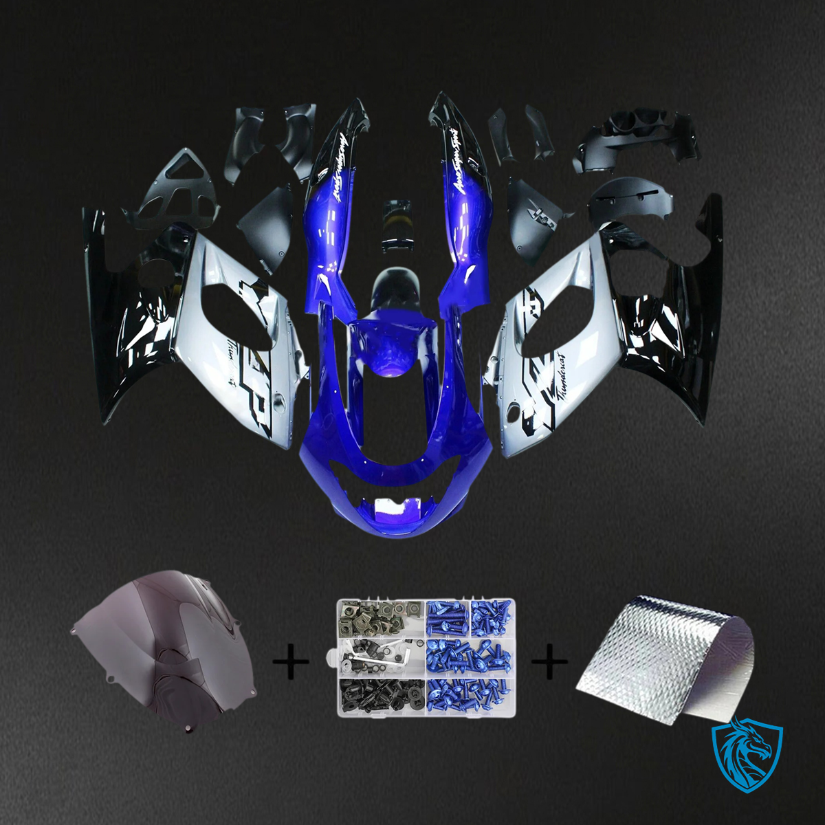 Yamaha YZF 600R (1996-2007) Thundercat Blue, Gray, Black & Silver - MERGEment Motorcycle Fairings Kit