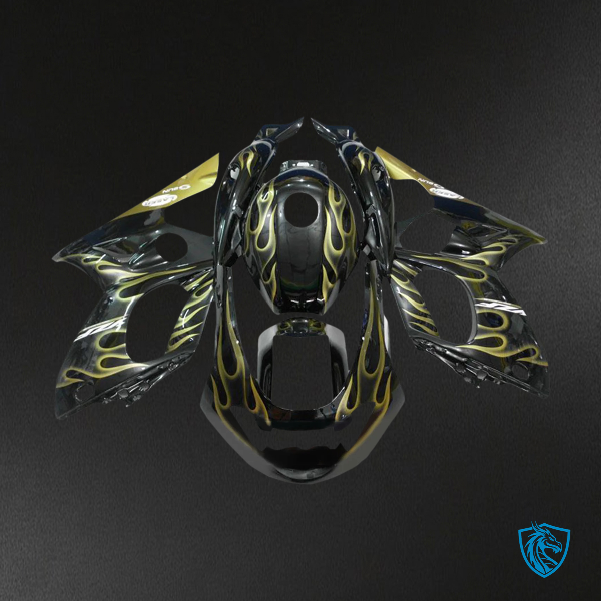Yamaha YZF 600R (1996-2007) Thundercat Glossy Black & Gold - MERGEment Motorcycle Fairings Kit