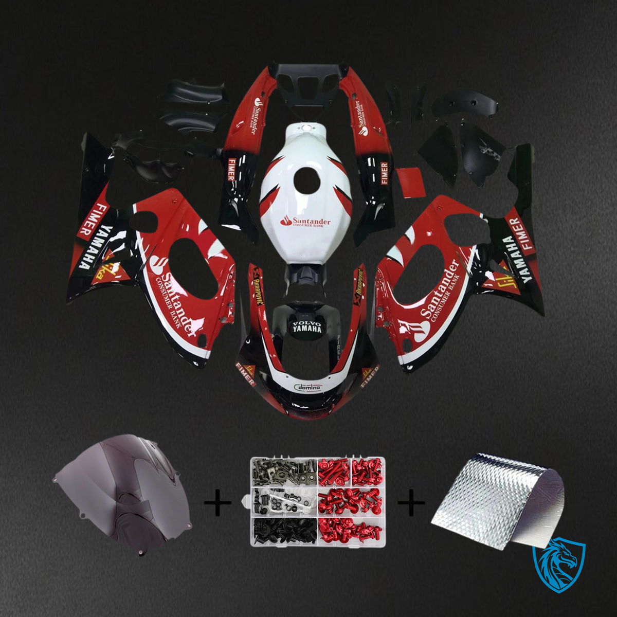 Yamaha YZF 600R (1996-2007) Thundercat Glossy Black, Red & White - Fairing Kit | ABS Bodywork