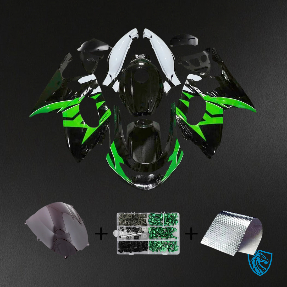 Yamaha YZF 600R (1996-2007) Thundercat Green, Black & White - Custom ABS Fairing Kit