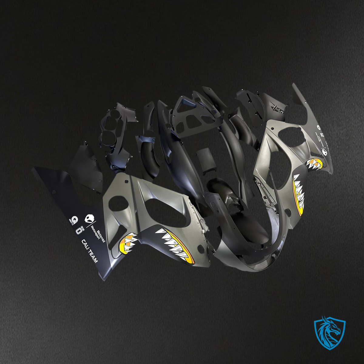 Yamaha YZF 600R (1996-2007) Thundercat Matte Gray & Black - MERGEment Motorcycle Fairings Kit