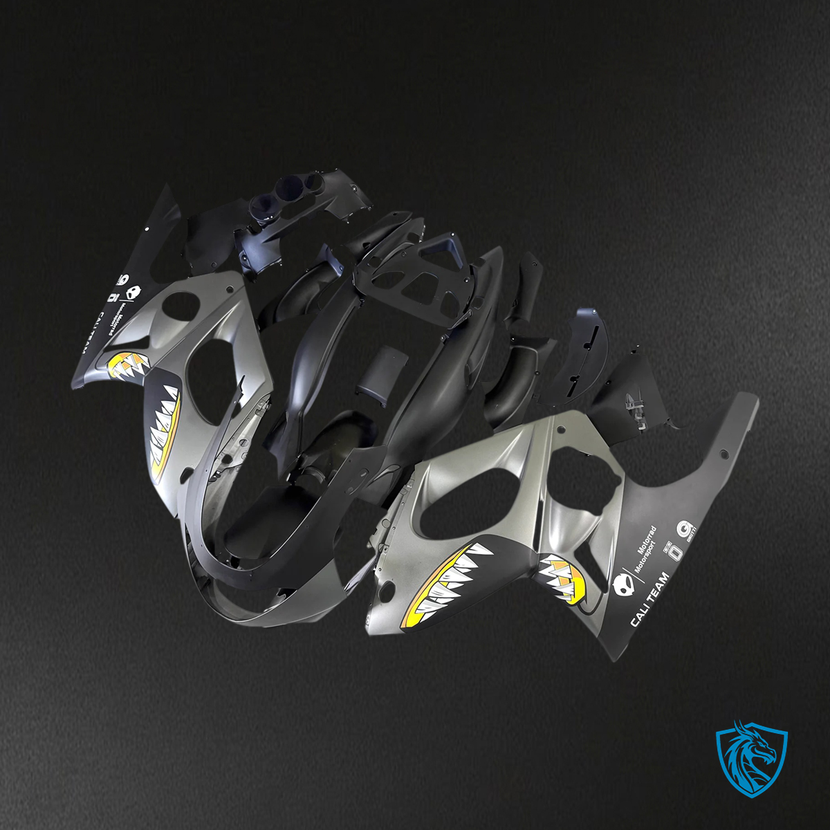Yamaha YZF 600R (1996-2007) Thundercat Matte Gray & Black - MERGEment Motorcycle Fairings Kit