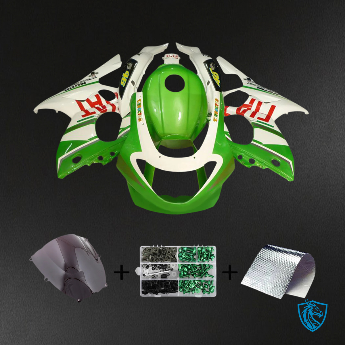 Yamaha YZF 600R (1996-2007) Thundercat White, Light Green & Red - MERGEment Motorcycle Fairings Kit