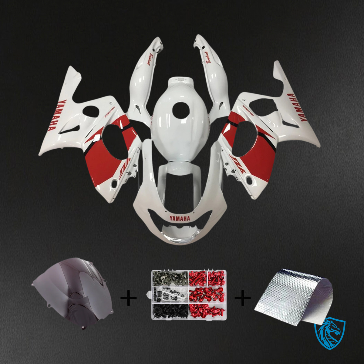 Yamaha YZF 600R (1996-2007) Thundercat White & Red Fairing Kit - Aftermarket ABS Bodywork