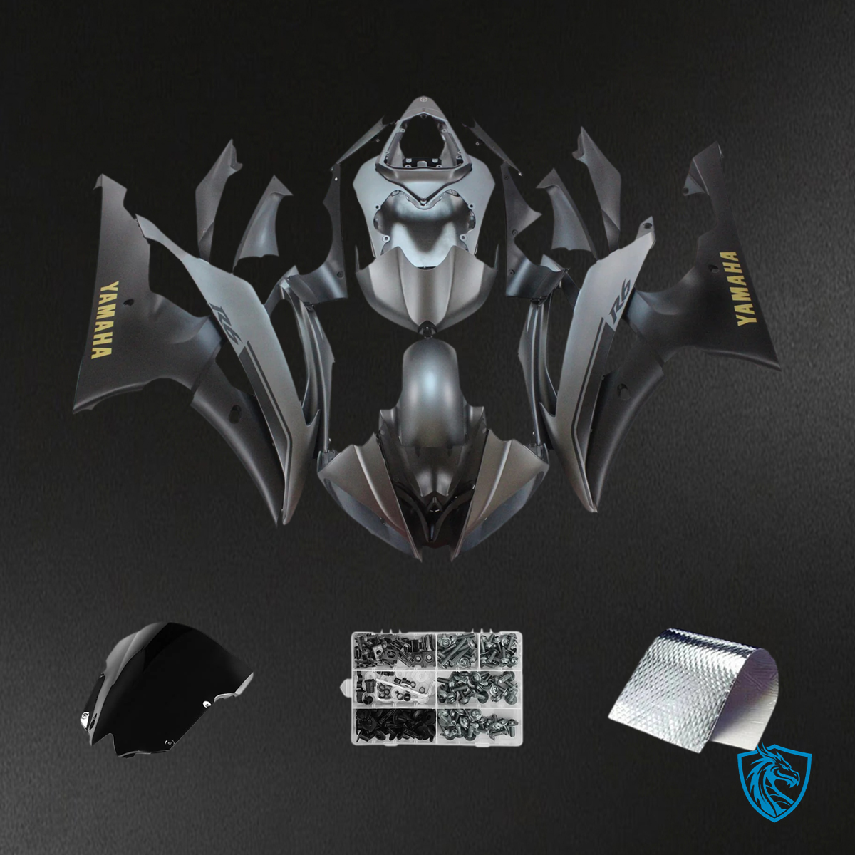 Yamaha YZF 600 R6 (2008-2016) Matte Black Fairing Kit - ABS Bodywork