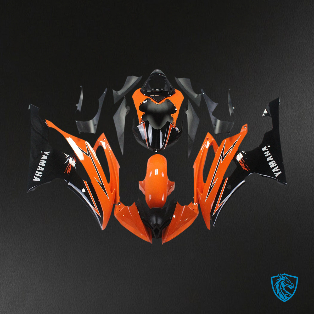 Yamaha YZF 600 R6 (2008-2016) Orange & Black - Aftermarket Fairing Kit