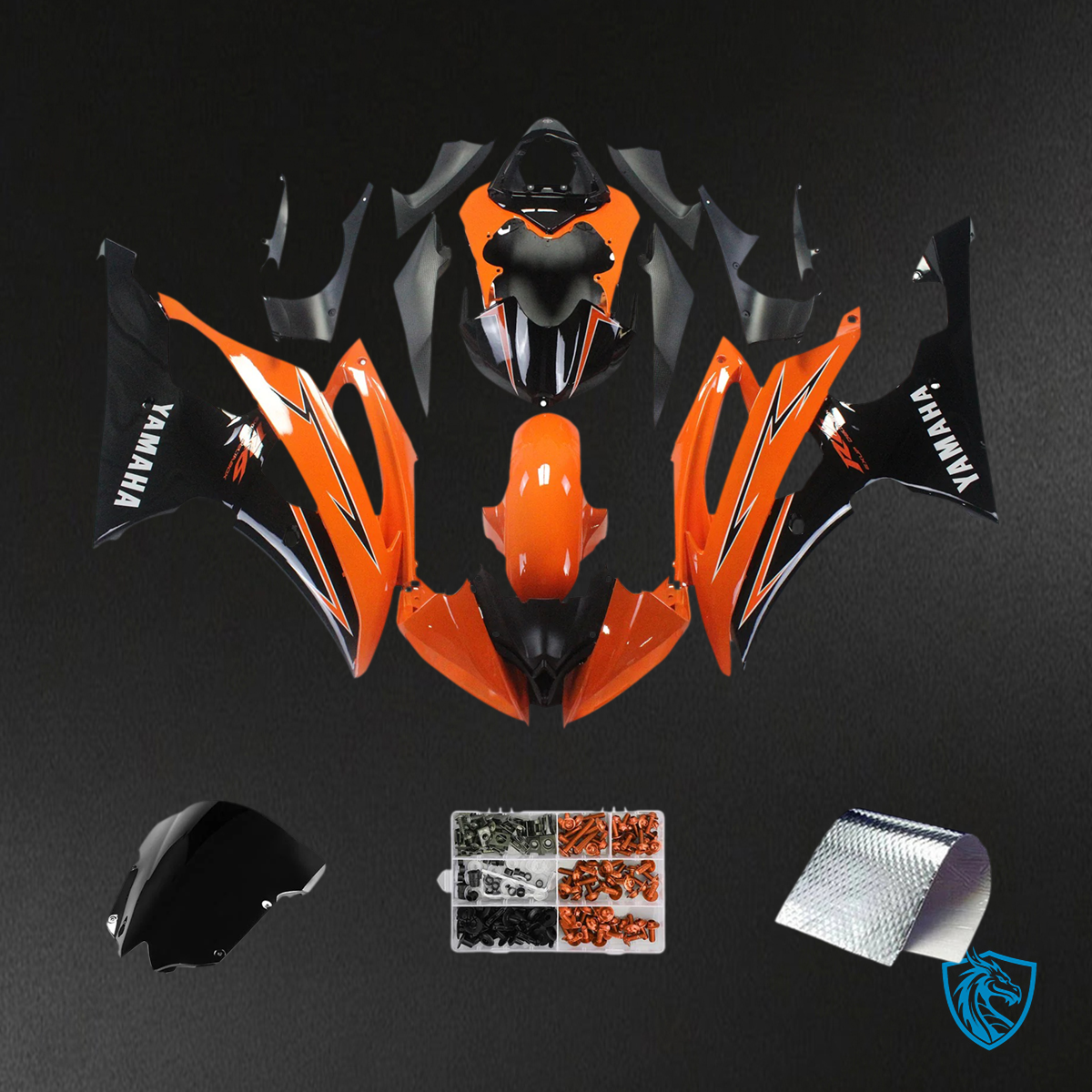Yamaha YZF 600 R6 (2008-2016) Orange & Black - Aftermarket Fairing Kit