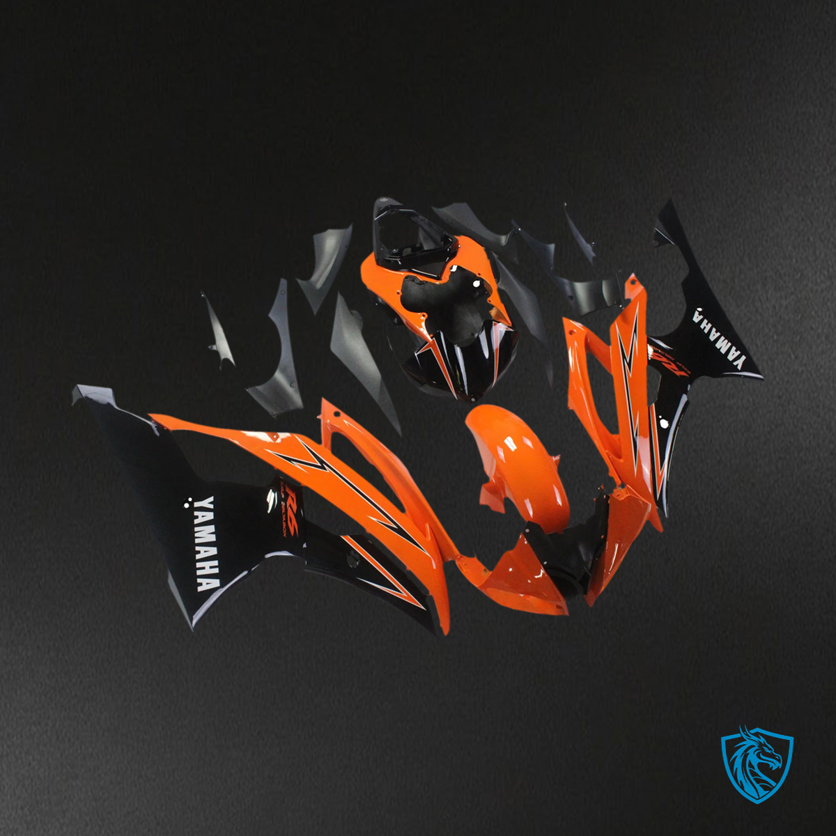 Yamaha YZF 600 R6 (2008-2016) Orange & Black - Aftermarket Fairing Kit