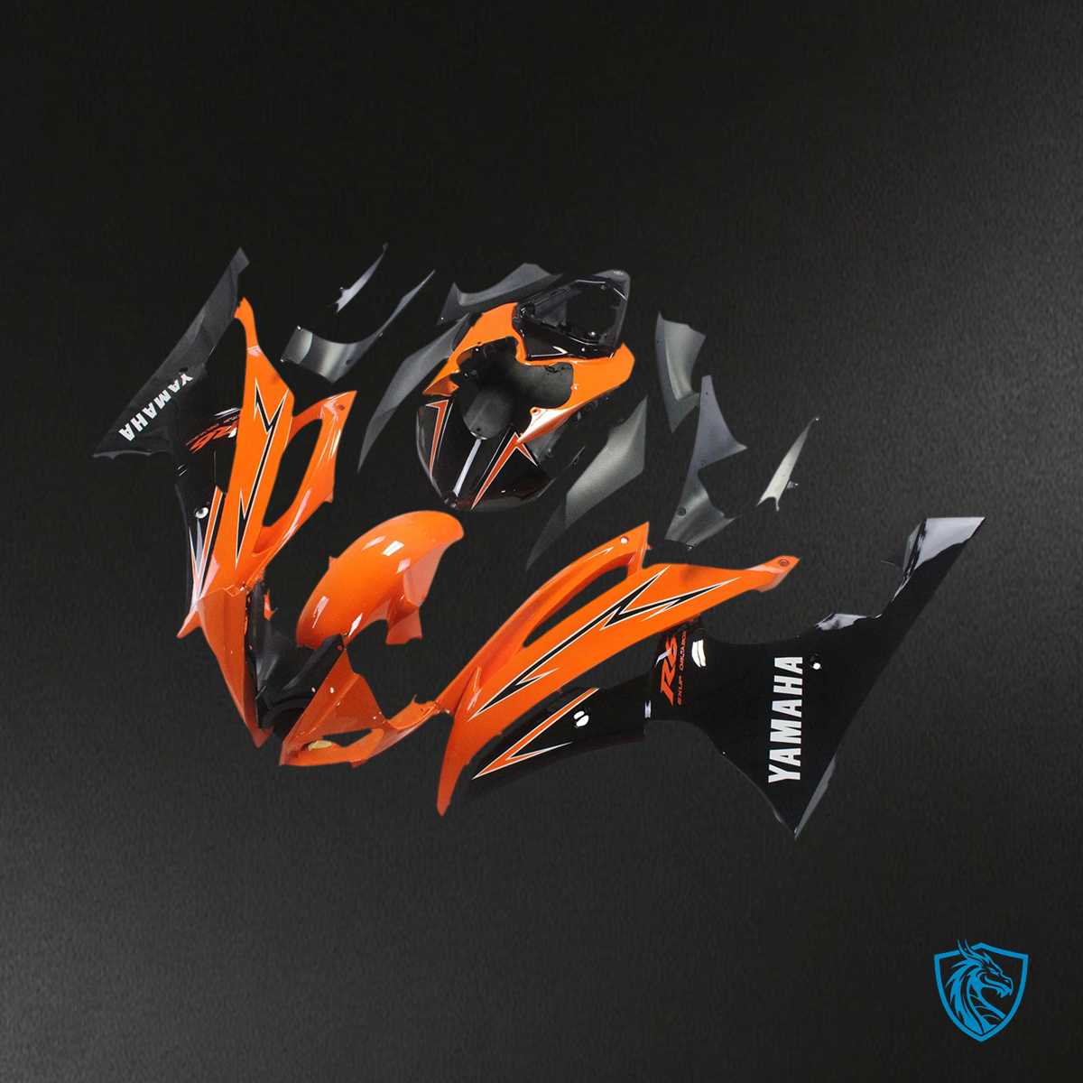 Yamaha YZF 600 R6 (2008-2016) Orange & Black - Aftermarket Fairing Kit