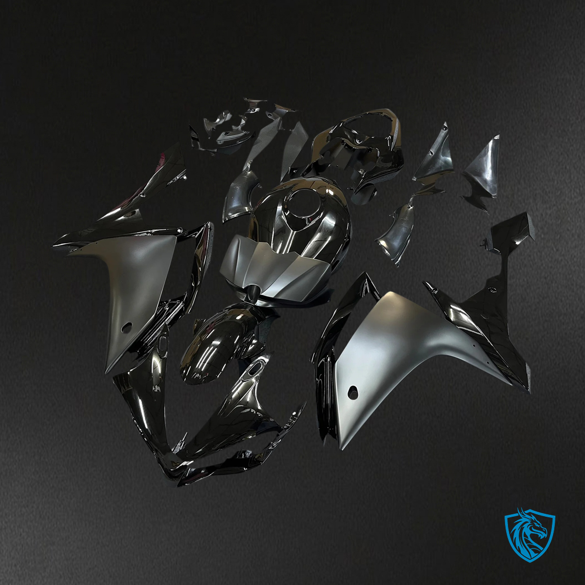 Yamaha YZF R1 (2007-2008) Gloss Matt Black - MERGEment Motorcycle Fairing Kit