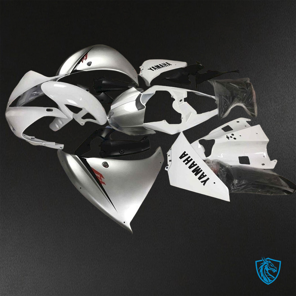 Yamaha YZF R1 (2009-2011) Gloss White & Silver - Replacement Motorcycle Fairings Kit