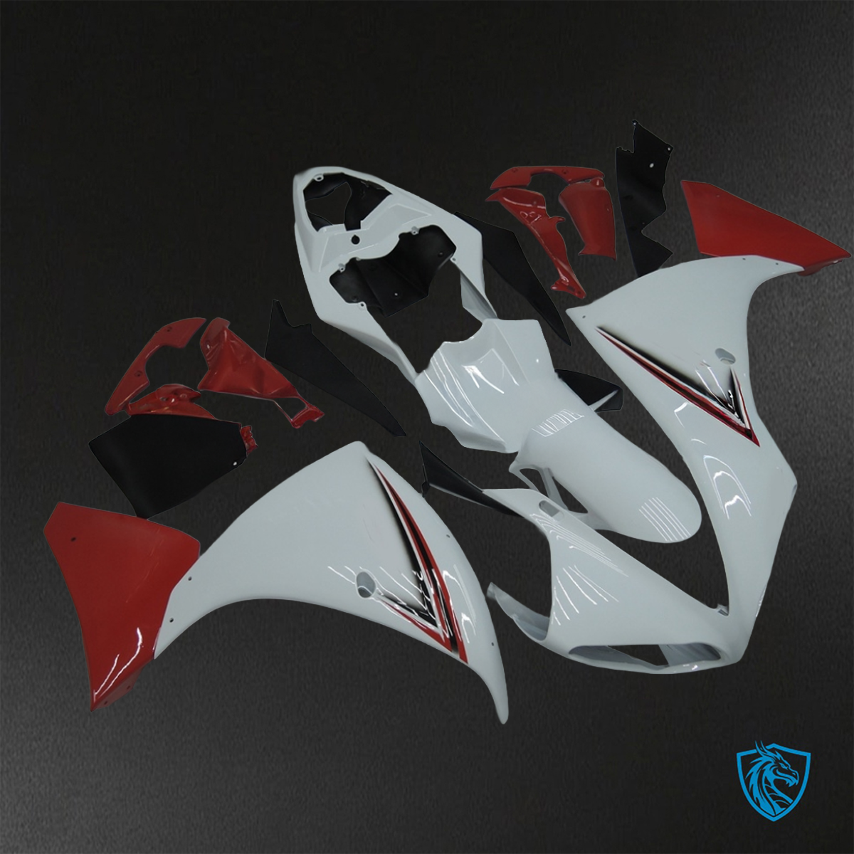 Yamaha YZF R1 (2009-2011) Gloss Red & White Fairings Kit - Aftermarket ABS Bodywork
