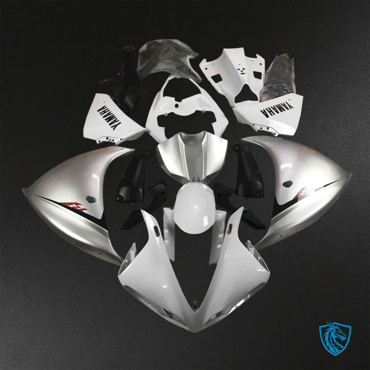 Yamaha YZF R1 (2009-2011) Gloss White & Silver - Replacement Motorcycle Fairings Kit