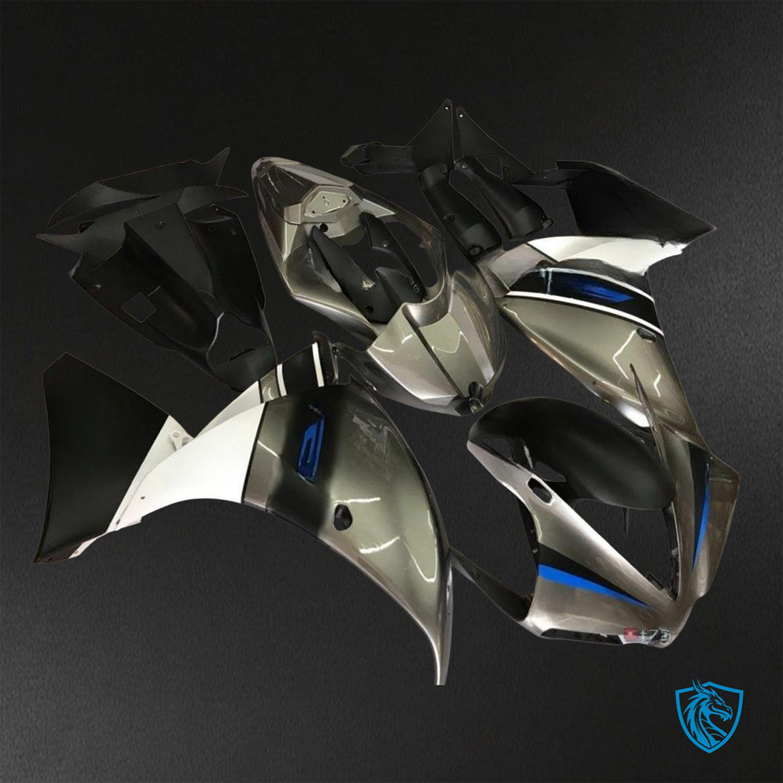Yamaha YZF R1 (2009-2011) Gloss White, Black & Silver - Custom ABS Fairing Kit