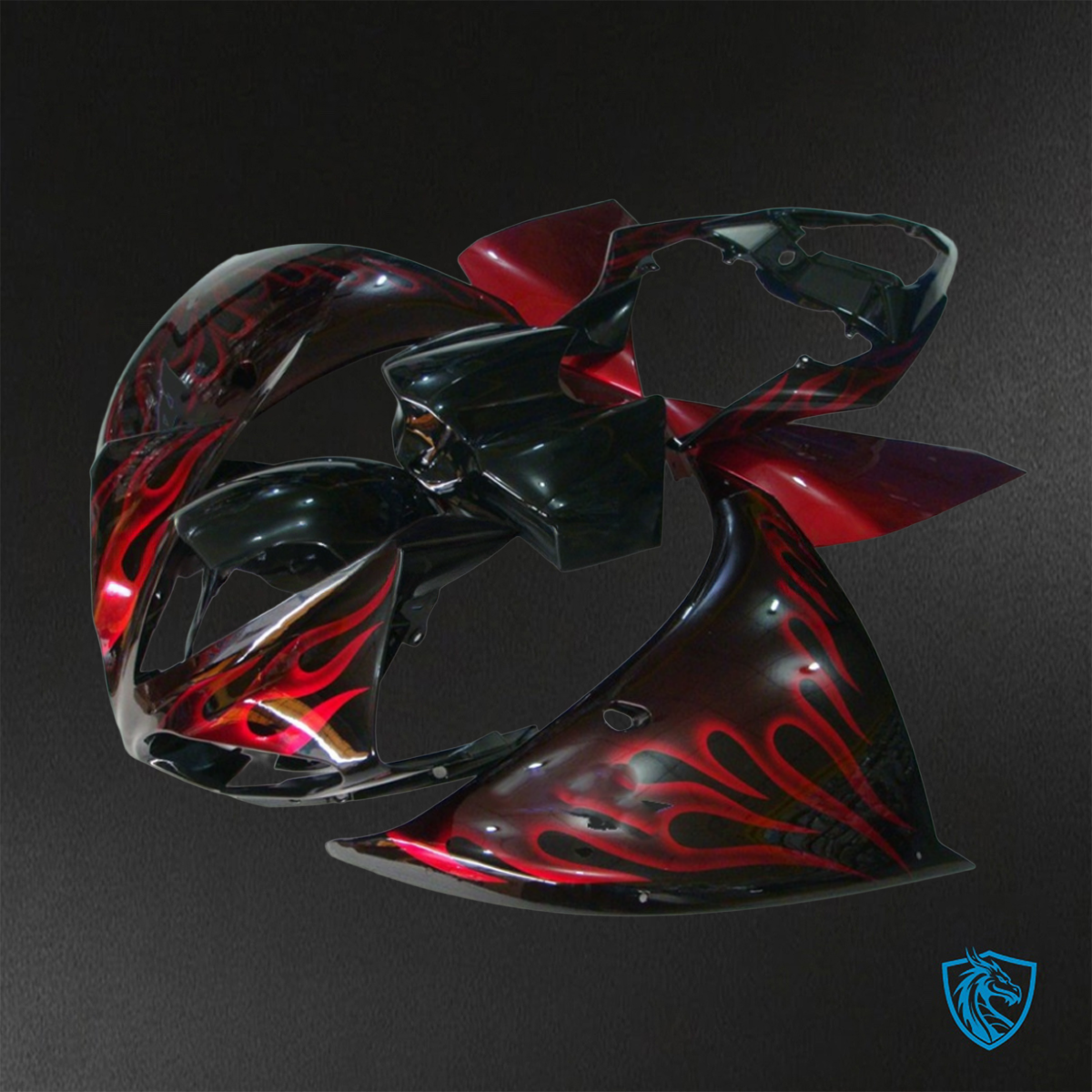 Yamaha YZF R1 (2009-2011) Gloss Black & Red Flame - Custom ABS Fairing Kit