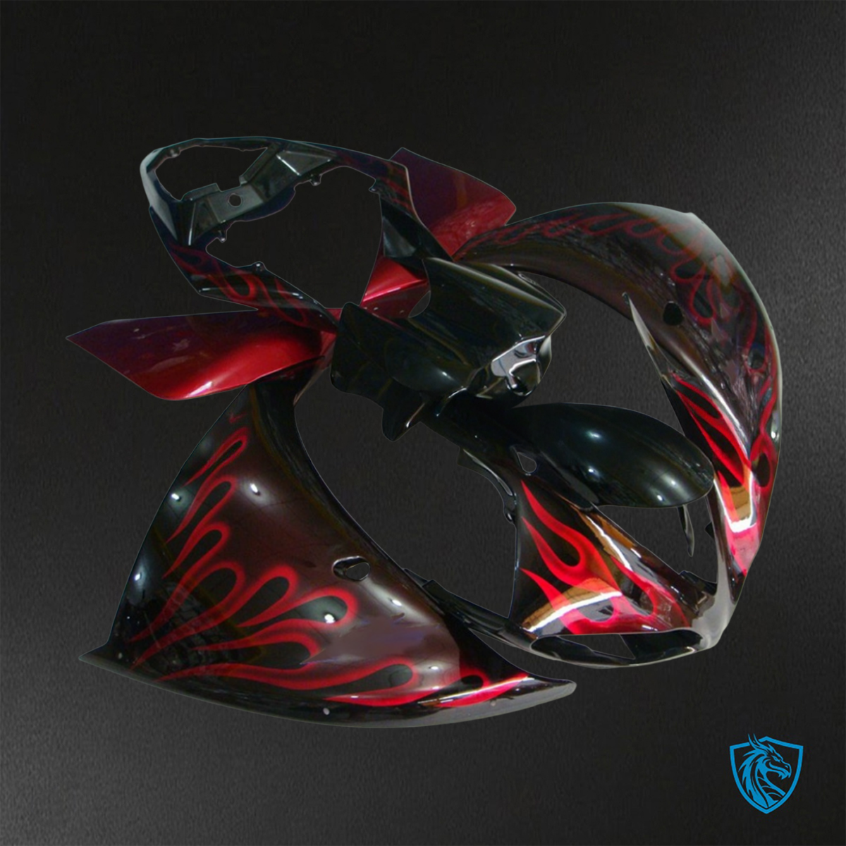 Yamaha YZF R1 (2009-2011) Gloss Black & Red Flame - Custom ABS Fairing Kit