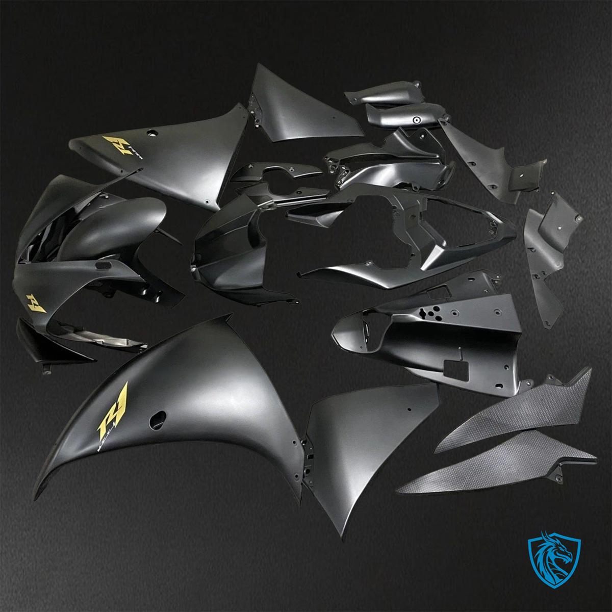 Yamaha YZF R1 (2009-2011) Matte Black Fairings Kit - Aftermarket ABS Bodywork