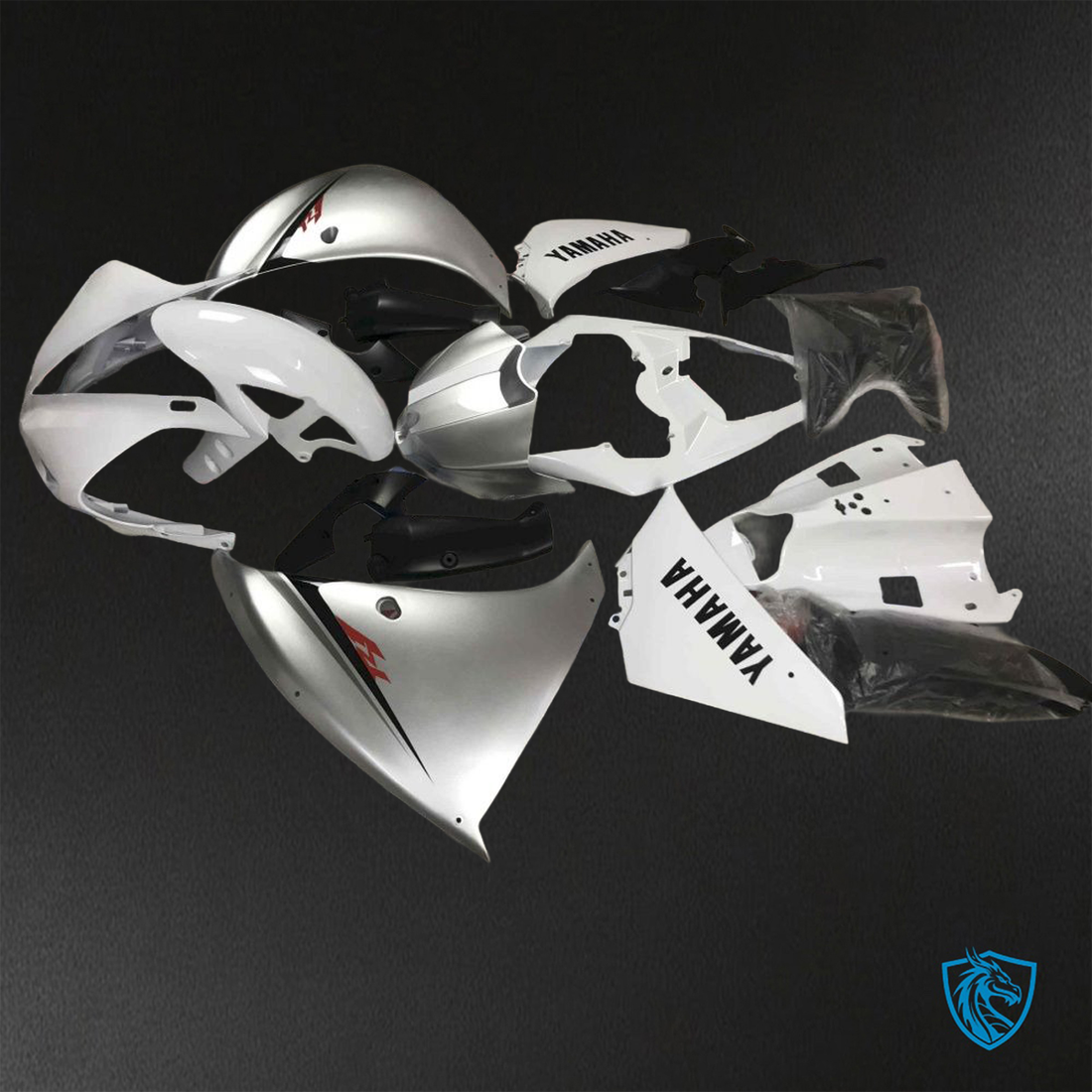 Yamaha YZF R1 (2009-2011) Gloss Silver & White - Replacement Motorcycle Fairings Kit