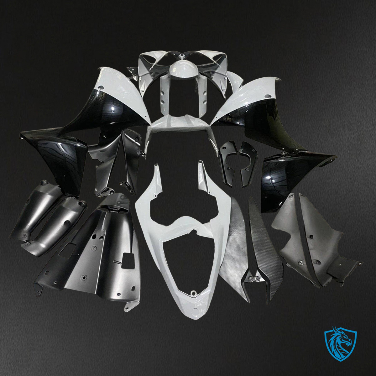 Yamaha YZF R1 (2009-2011) Gloss Black & White Fairings Kit - Aftermarket ABS Bodywork