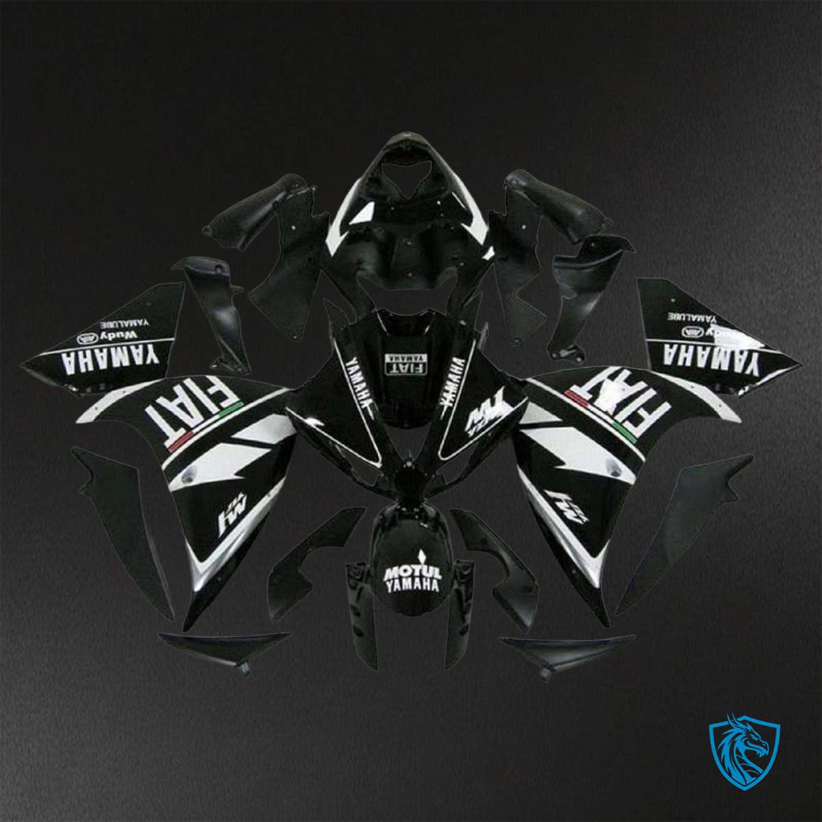 Yamaha YZF R1 (2009-2011) Gloss Black Fiat - Custom ABS Fairing Kit