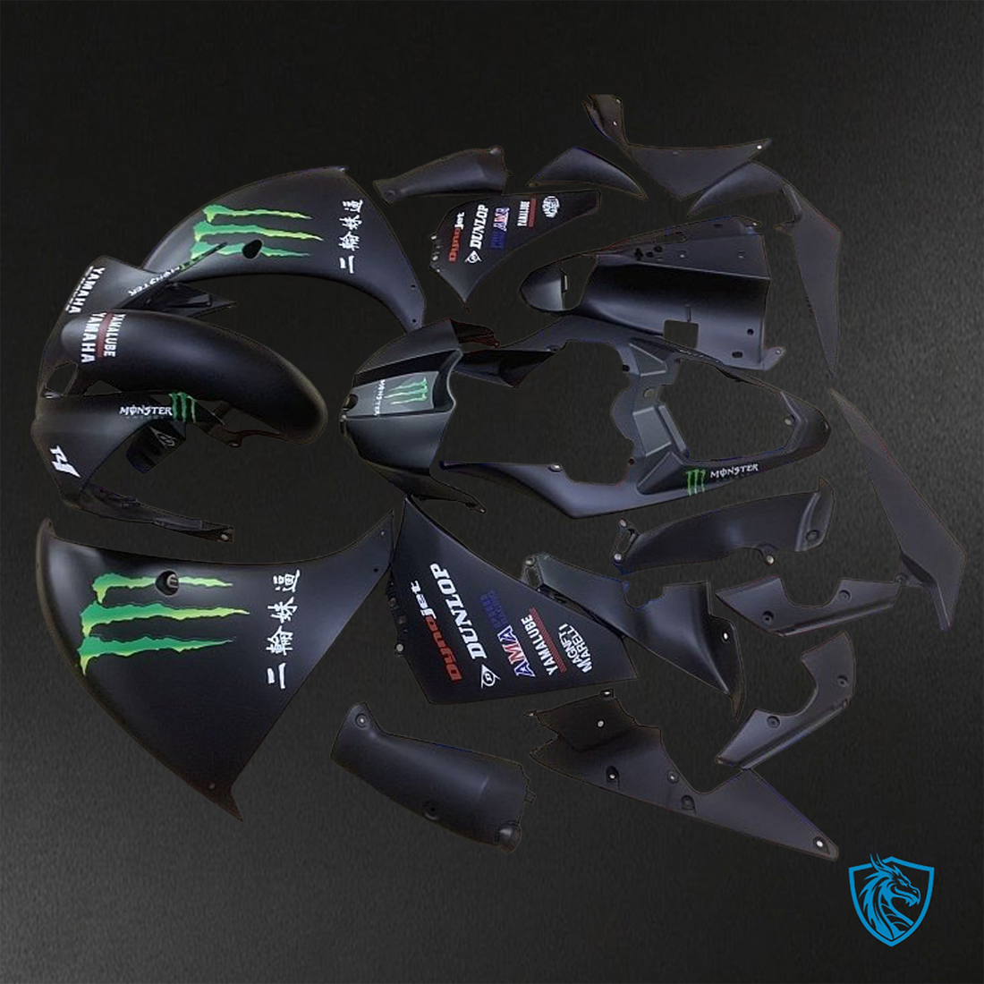 Yamaha YZF R1 (2009-2011) Matte Black Monster - Replacement Motorcycle Fairings Kit