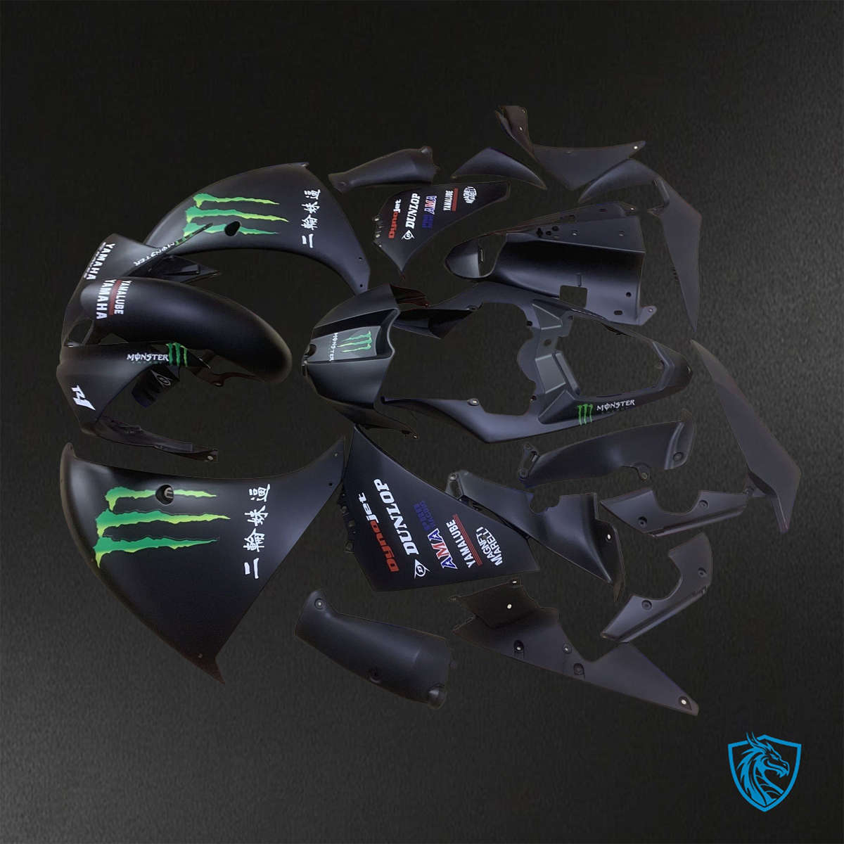 Yamaha YZF R1 (2009-2011) Matte Black Monster - Replacement Motorcycle Fairings Kit