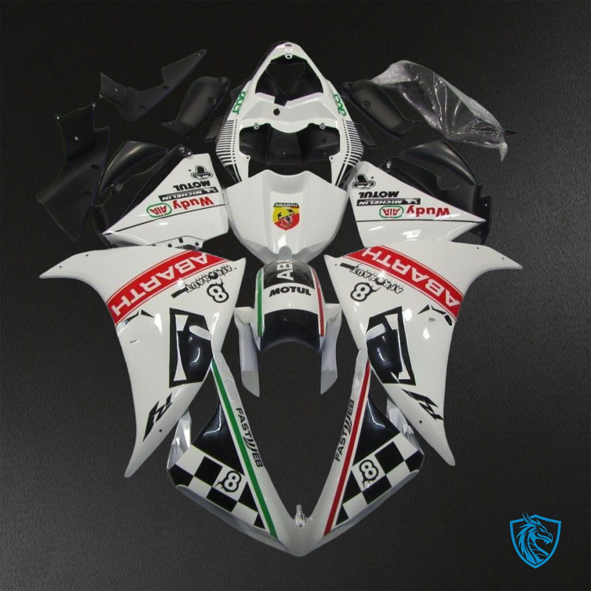 Yamaha YZF R1 (2012-2014) White Print - Custom ABS Fairing Kit