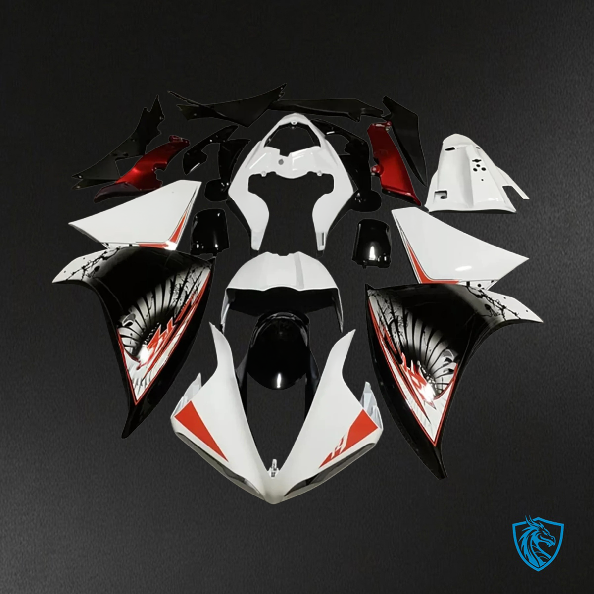 Yamaha YZF R1 (2012-2014) Red, White & Black Fairings Kit - Aftermarket ABS Bodywork