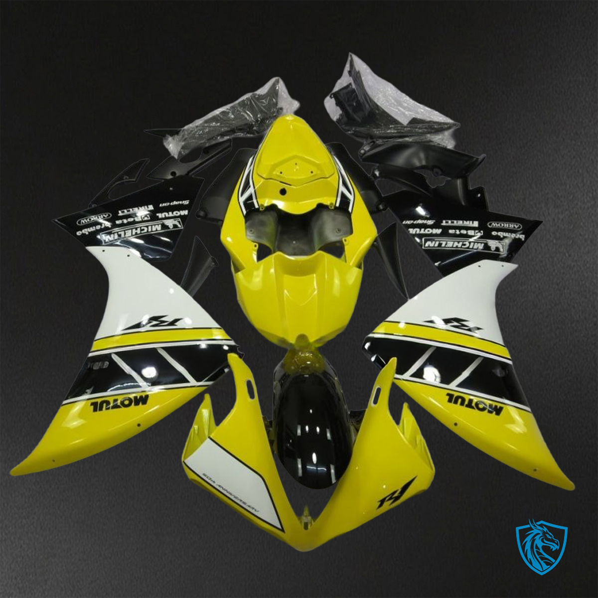 Yamaha YZF R1 (2012-2014) Yellow, White & Black - Custom ABS Fairing Kit
