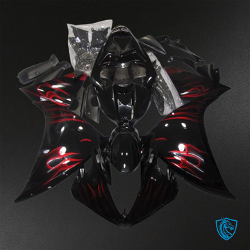 Yamaha YZF R1 (2012-2014) Gloss Black & Red Flame ABS Bodywork - Fairings Kit