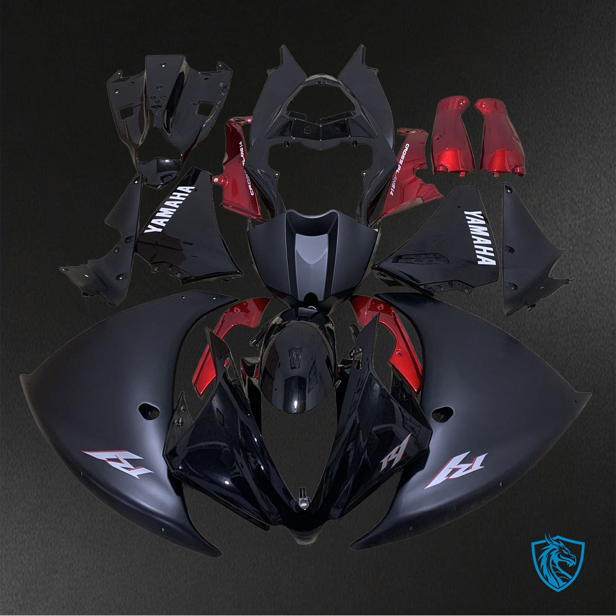 Yamaha YZF R1 (2012-2014) Matte Black & Red - Replacement Motorcycle Fairings Kit