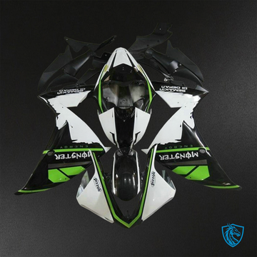 Yamaha YZF R1 (2012-2014) Black, White & Green - Custom ABS Fairing Kit