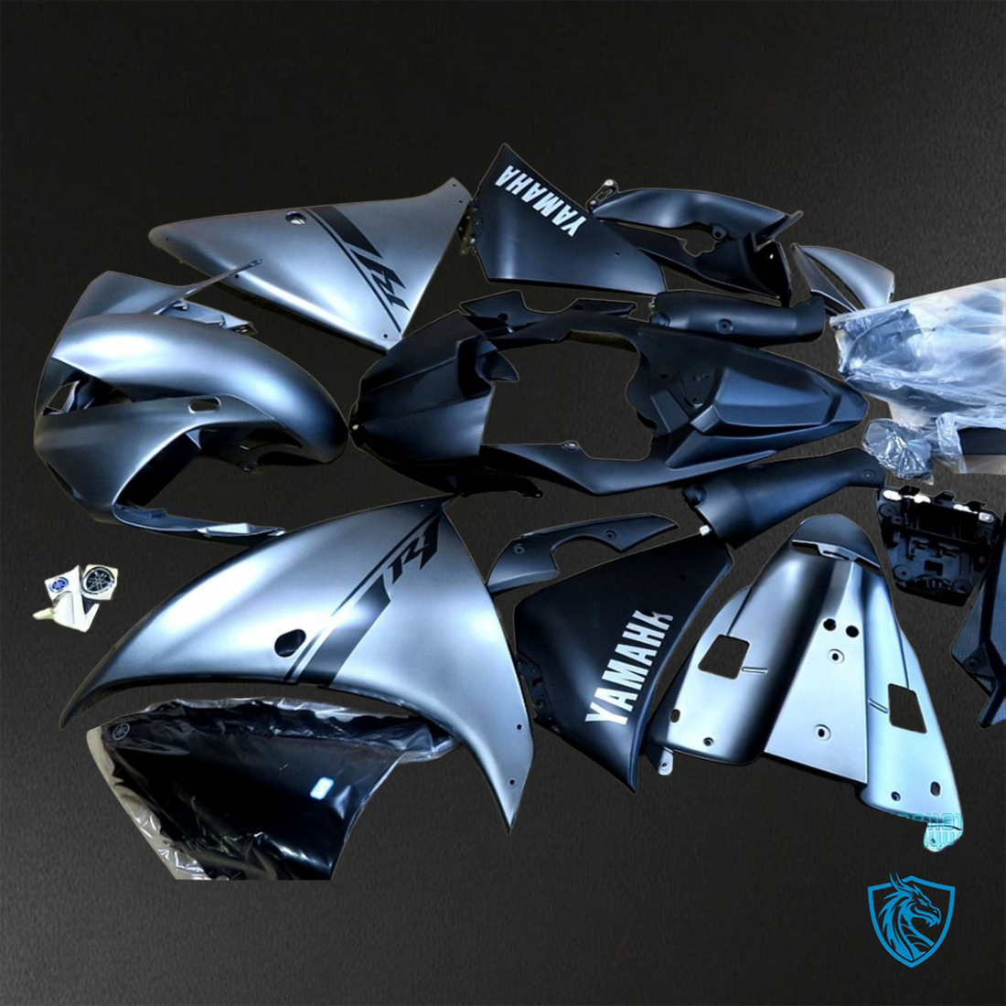 Yamaha YZF R1 (2012-2014) Gloss Grey & Black Fairings Kit - Aftermarket ABS Bodywork