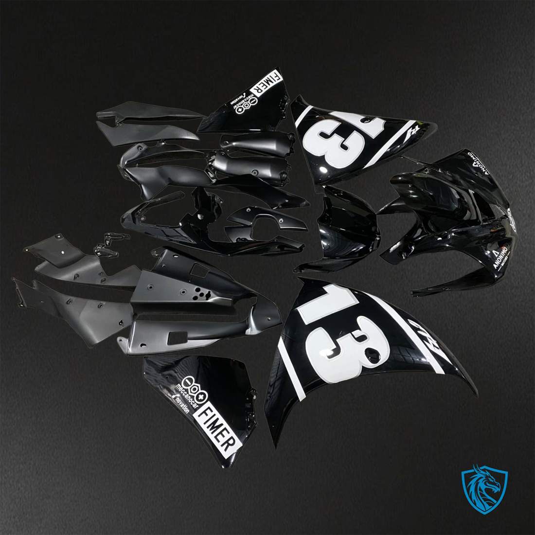 Yamaha YZF R1 (2012-2014) Gloss Black & White - Custom ABS Fairing Kit
