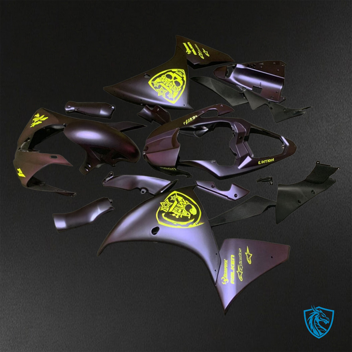 Yamaha YZF R1 (2012-2014) Yellow & Purple - Custom ABS Fairing Kit