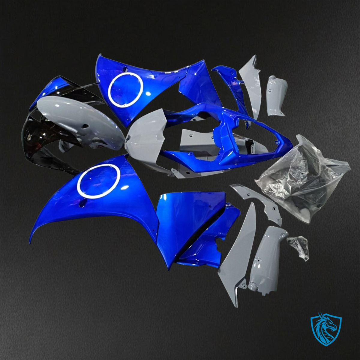 Yamaha YZF R1 (2012-2014) Gloss Grey & Blue - Replacement Motorcycle Fairings Kit