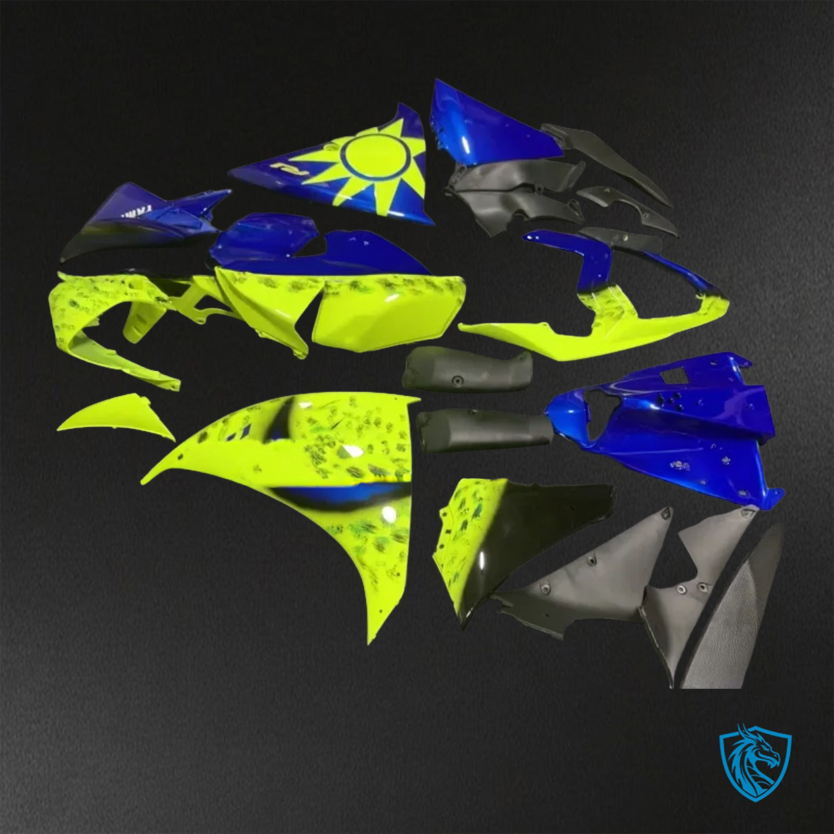 Yamaha YZF R1 (2012-2014) Yellow & Blue Fairings Kit - Aftermarket ABS Bodywork