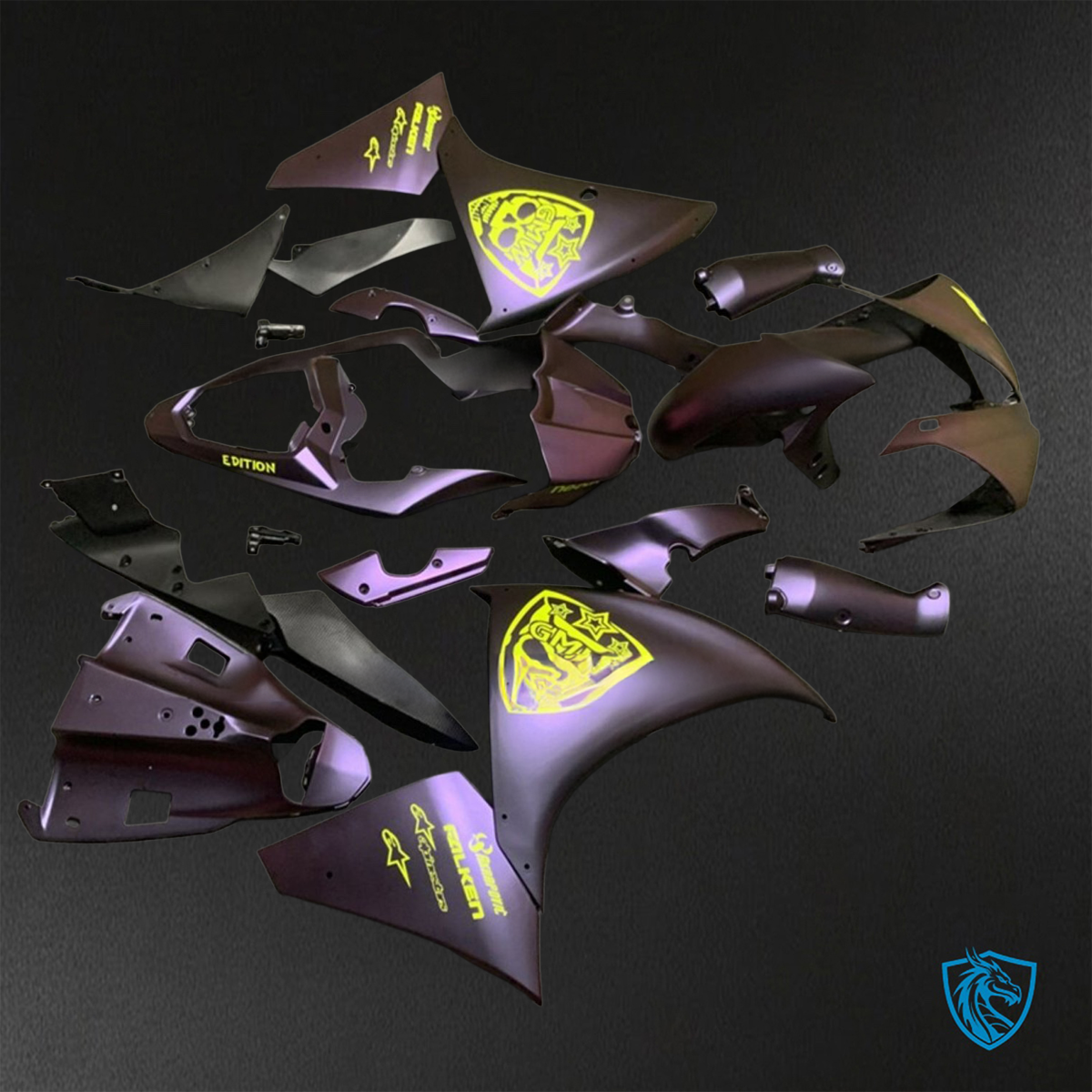 Yamaha YZF R1 (2012-2014) Yellow & Purple - Custom ABS Fairing Kit