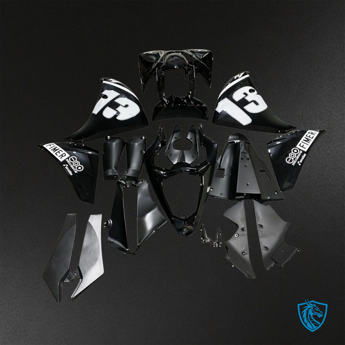Yamaha YZF R1 (2012-2014) Gloss Black & White - Custom ABS Fairing Kit