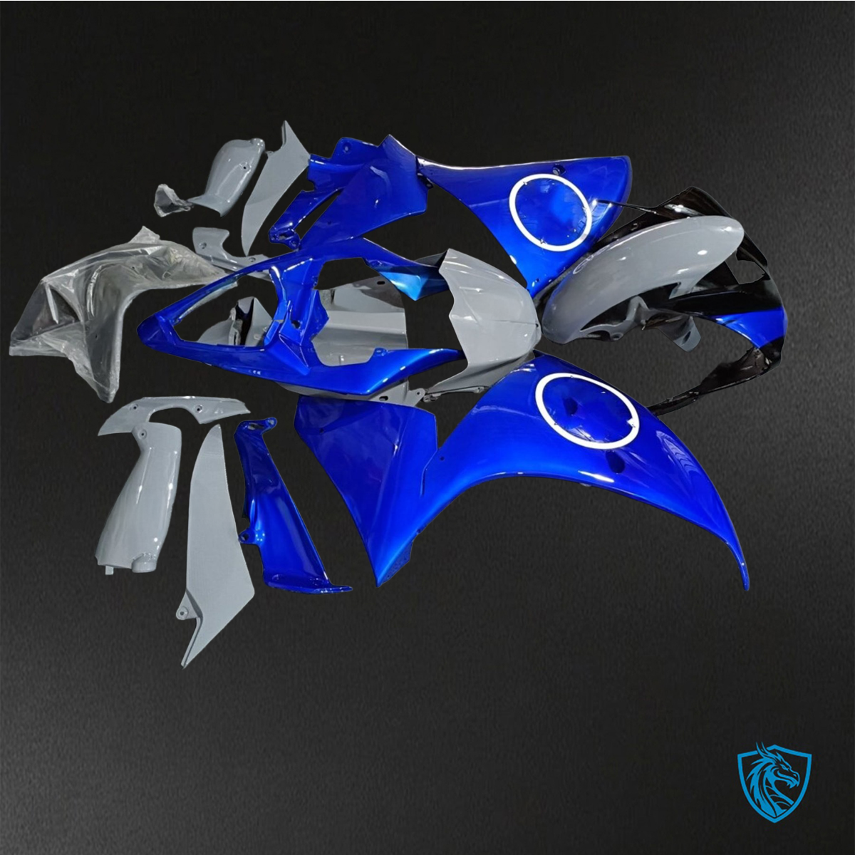Yamaha YZF R1 (2012-2014) Gloss Grey & Blue - Replacement Motorcycle Fairings Kit