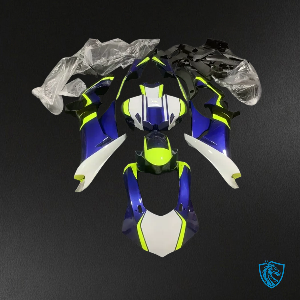 Yamaha YZF R1 (2015–2020) Glossy White, Blue & Green - Replacement Motorcycle Fairings Kit
