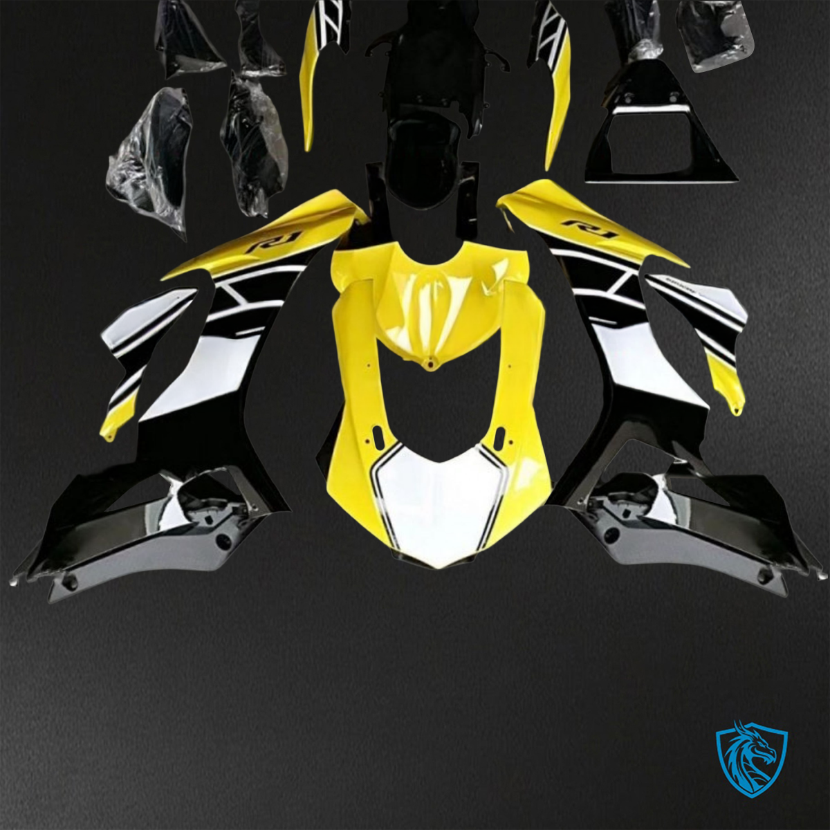 Yamaha YZF R1 (2015-2020) Yellow, Black & White ABS Bodywork - Fairings Kit
