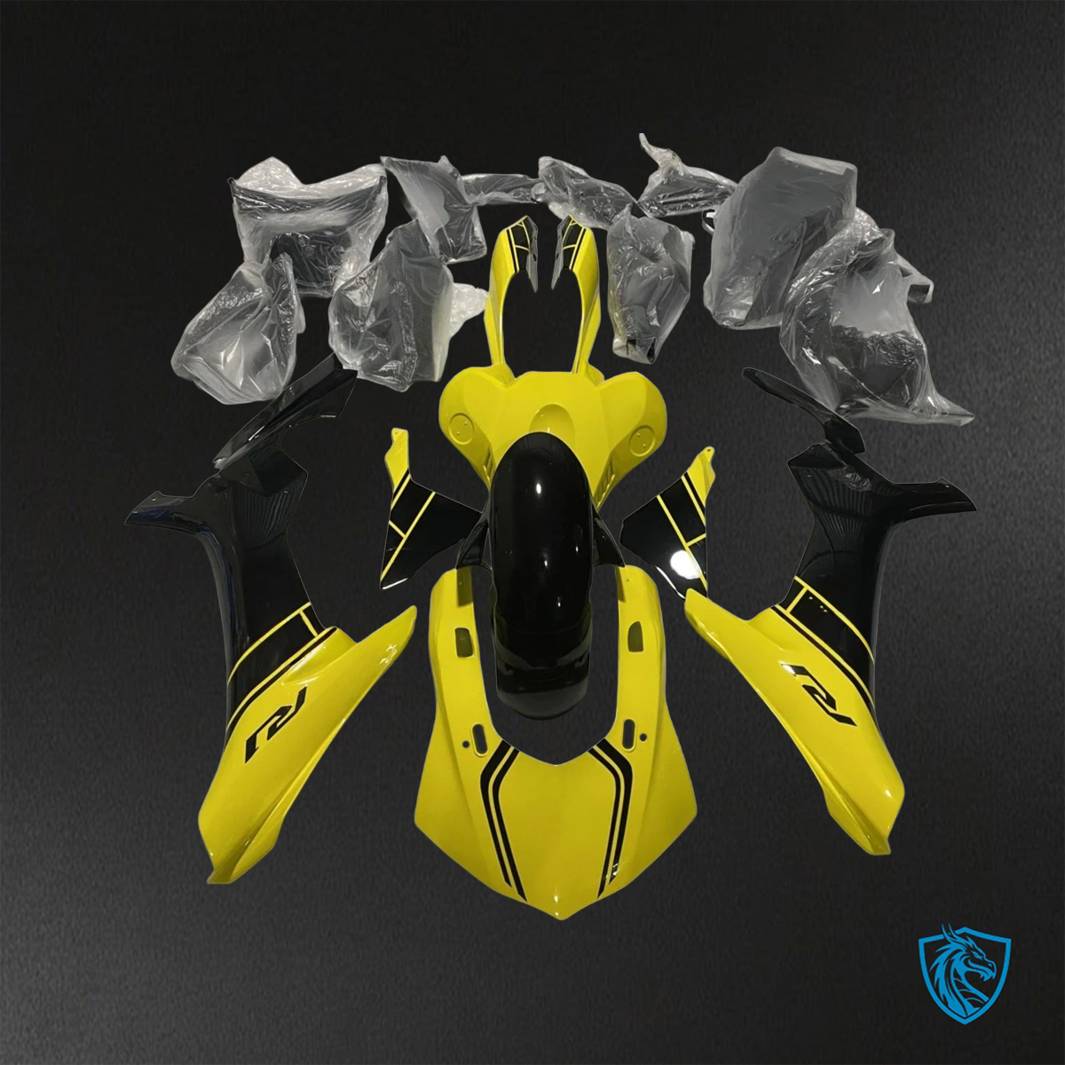 Yamaha YZF R1 (2015–2020) Yellow & Black Stripe - Custom ABS Fairing Kit