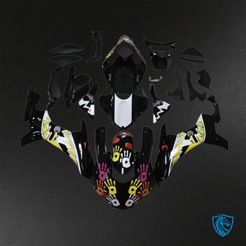 Yamaha YZF R1 (2015-2020) Gloss Black, White & Yellow Shark Fairings Kit - Aftermarket ABS Bodywork