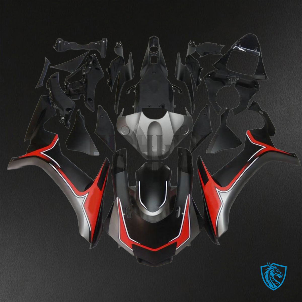 Yamaha YZF R1 (2015-2020) Black, Red & Grey Fairings Kit - Aftermarket ABS Bodywork