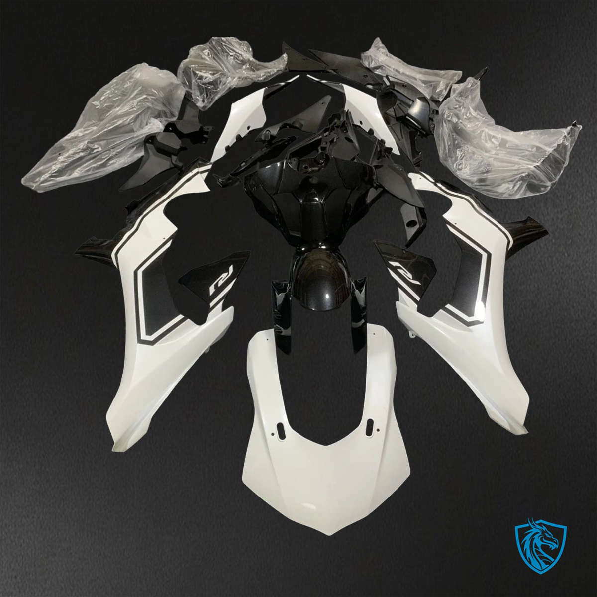 Yamaha YZF R1 (2015-2020) Gloss White & Black Fairings Kit - Aftermarket ABS Bodywork