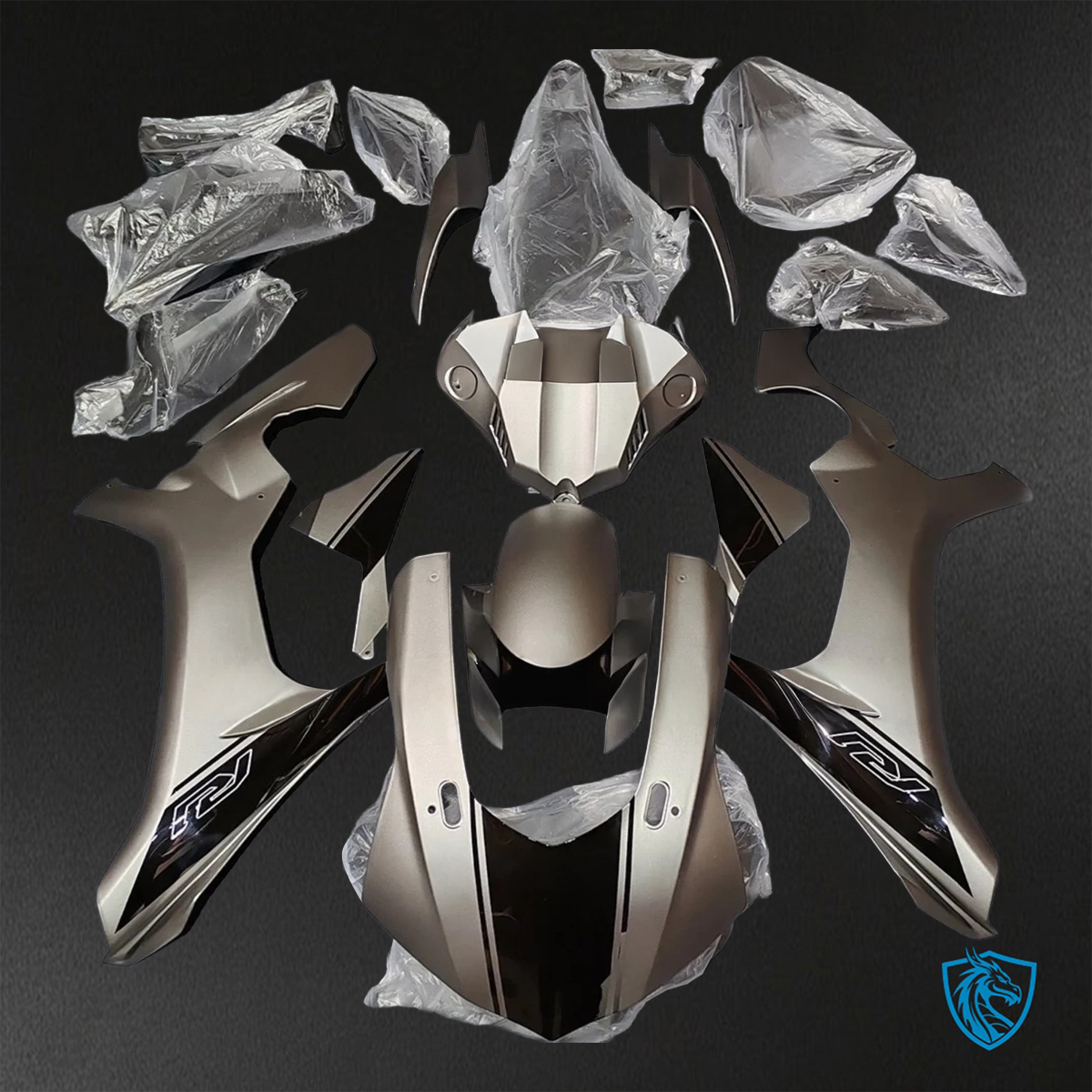 Yamaha YZF R1 (2015-2020) Grey & Black - Custom ABS Fairing Kit